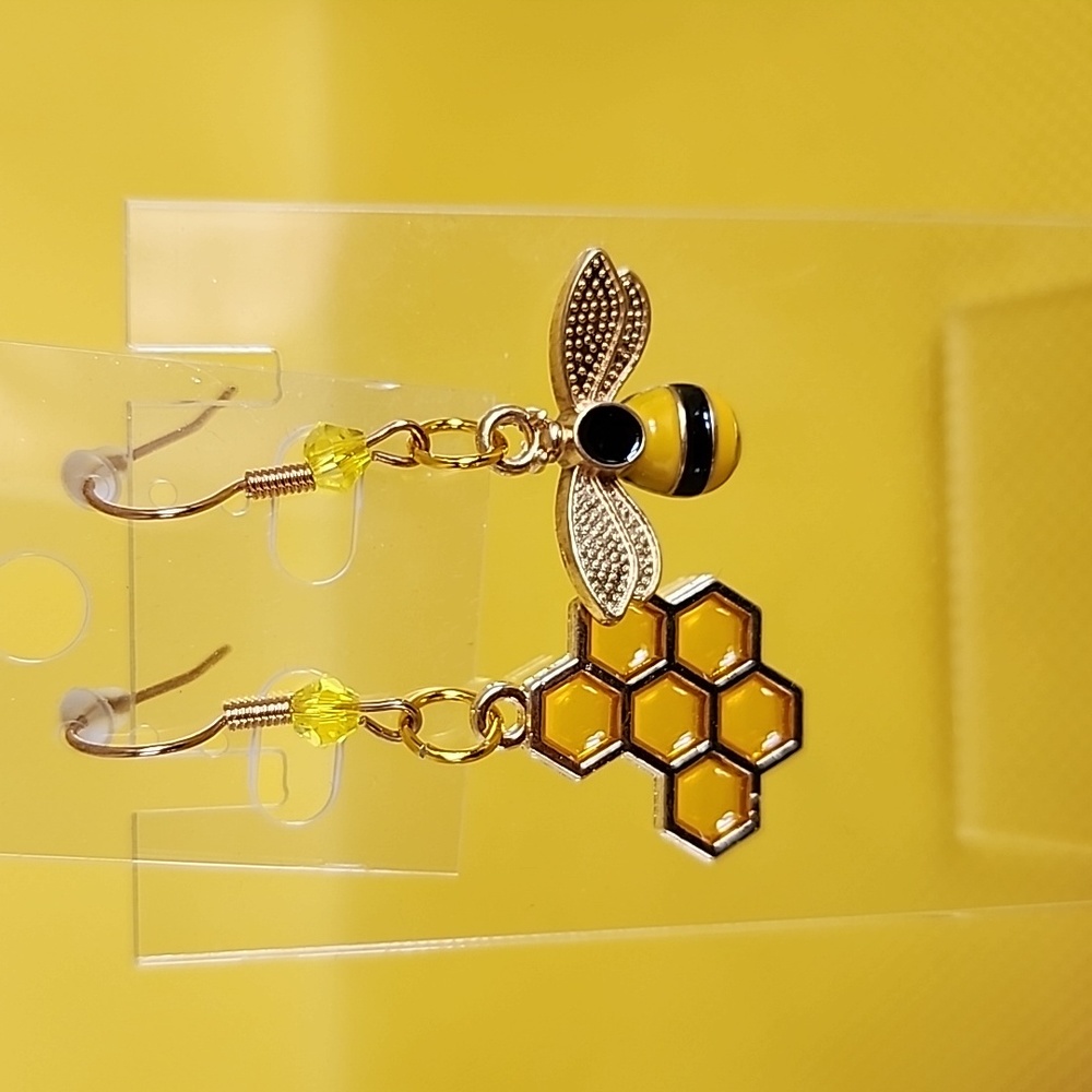 Bee & honey comb earrings